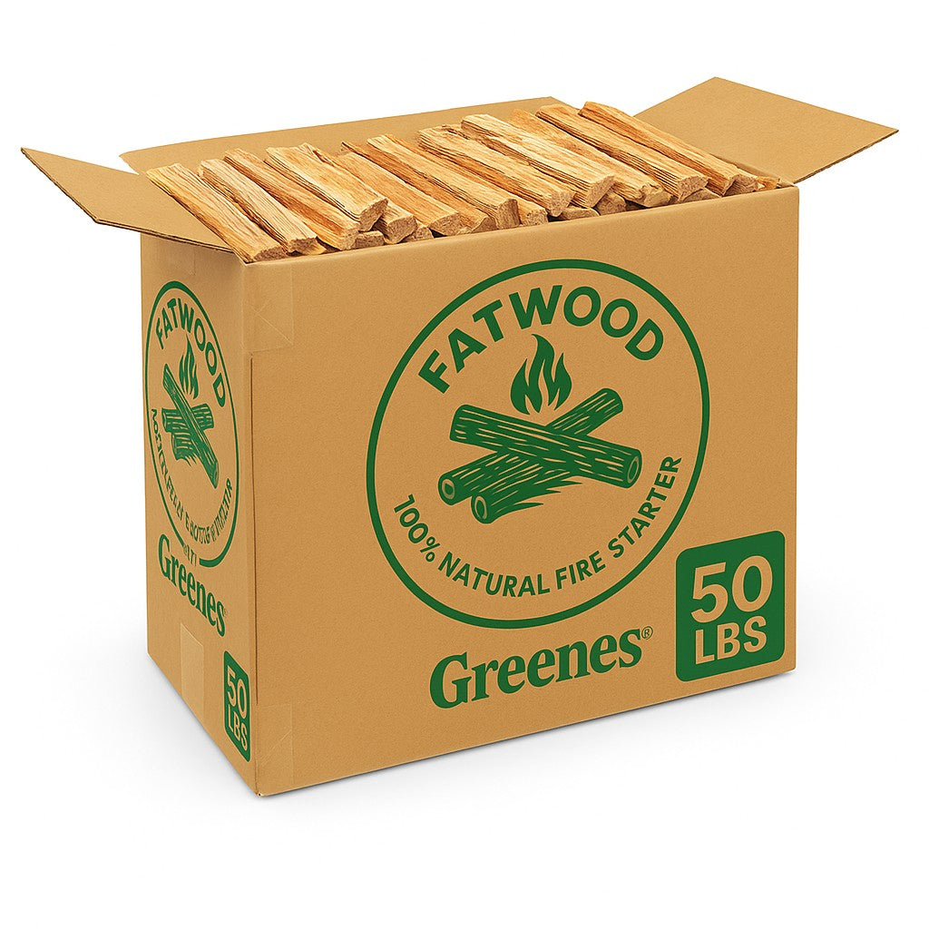 Fatwood by Greenes® — 50 lb Box of 100% Natural Pine Resin Fire Starter