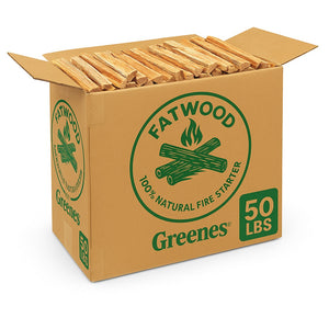 Fatwood by Greenes® — 50 lb Box of 100% Natural Pine Resin Fire Starter