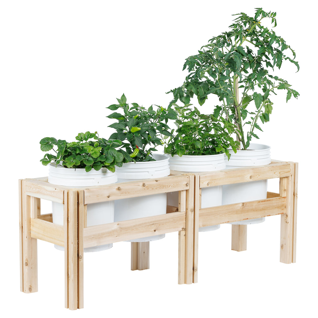 Four Bucket Elevated Cedar Wood Garden Frame, 54 in. x 16 in. x 20 or 30 in. RCBG2SW2SH-9 RCBG2TW2TH-13