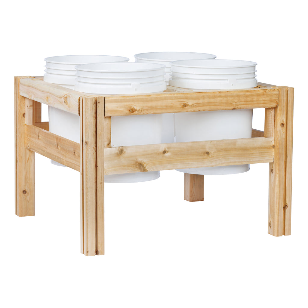 Four Bucket Elevated Cedar Wood Garden Frame, 29 in. x 28 in. x 20 or 30 in. RCBG4S-22 RCBG4T-23