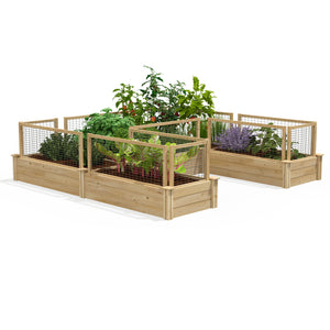 Original Cedar Raised U-Shaped Garden Bed with CritterGuard® Cedar Fence System 8 ft x 8 ft x 10.5 in RCOCUSBCG