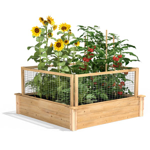 Original Cedar Raised Garden Bed with CritterGuard® Cedar Fence System 4 ft x 4 ft x 10.5 in RC4T12BCG