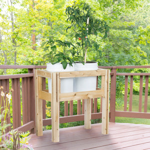 Two Bucket Elevated Cedar Wood Garden Frame, 28 in. x 16 in. x 20 or 30 in.