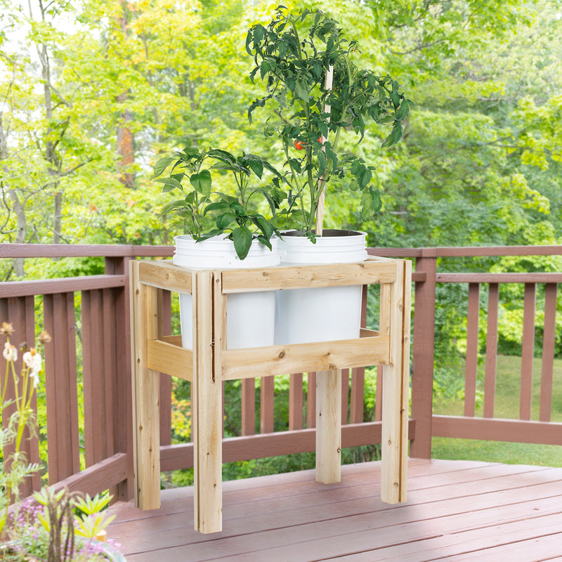 Two Bucket Elevated Cedar Wood Garden Frame, 28 in. x 16 in. x 20 or 3 ...