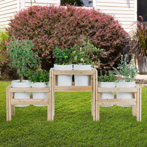 Two-Tiers Six Bucket Elevated Cedar Wood Garden Frame, 79 in. x 16 in. x 30 in. RCBG2TW22SH-17