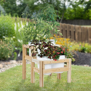 Two-Tiers Four Bucket Elevated Cedar Wood Garden Frame, 30 in. x 28 in. x 30 in. RCBG2TW2SV-18