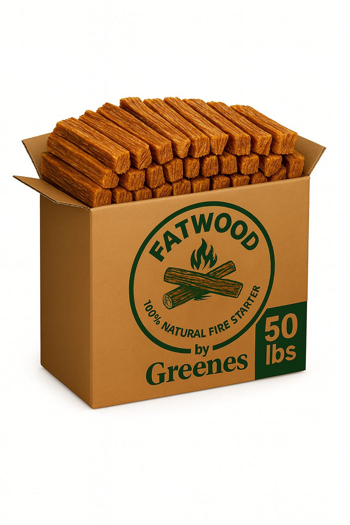 Fatwood by Greenes® — 50 lb Box of 100% Natural Pine Resin Fire Starter