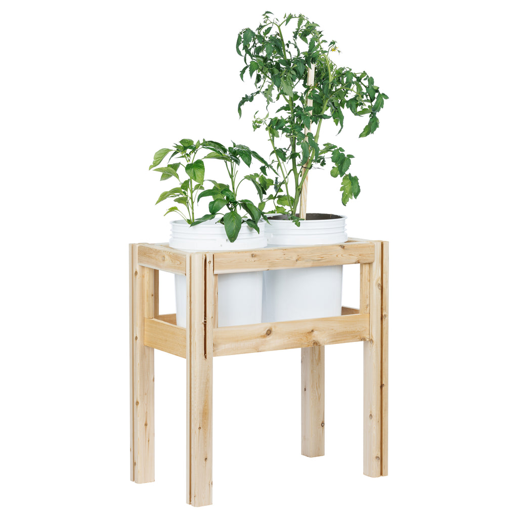 Two Bucket Elevated Cedar Wood Garden Frame, 28 in. x 16 in. x 20 or 30 in. RCBG2T-11 RCBG12S