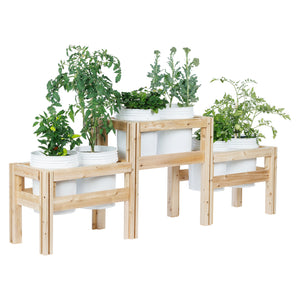 Two-Tiers Six Bucket Elevated Cedar Wood Garden Frame, 79 in. x 16 in. x 30 in. RCBG2TW22SH-17