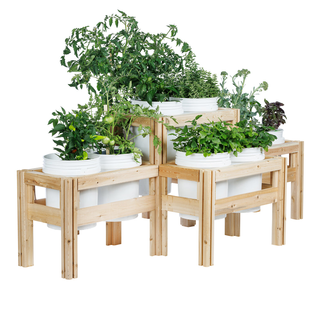 Two-Tiers Ten Bucket Elevated Cedar Wood Garden Frame, 79 in. x 43 in. x  30 in. RCBG2TW42SD-5
