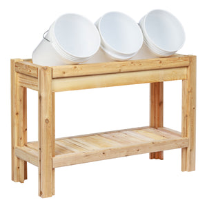 Three or Two Bucket Cedar Storage with Shelf, 44 in. or 31 in. x 16 in. x 30 in. RCBGS3STF-27