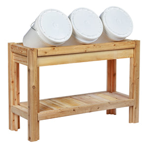 Three or Two Bucket Cedar Storage with Shelf, 44 in. or 31 in. x 16 in. x 30 in. RCBGS3STF-27