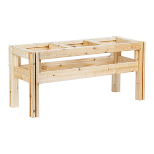 Three Bucket Elevated Cedar Wood Garden Frame, 43 in. x 16 in. x 20 or 30 in.