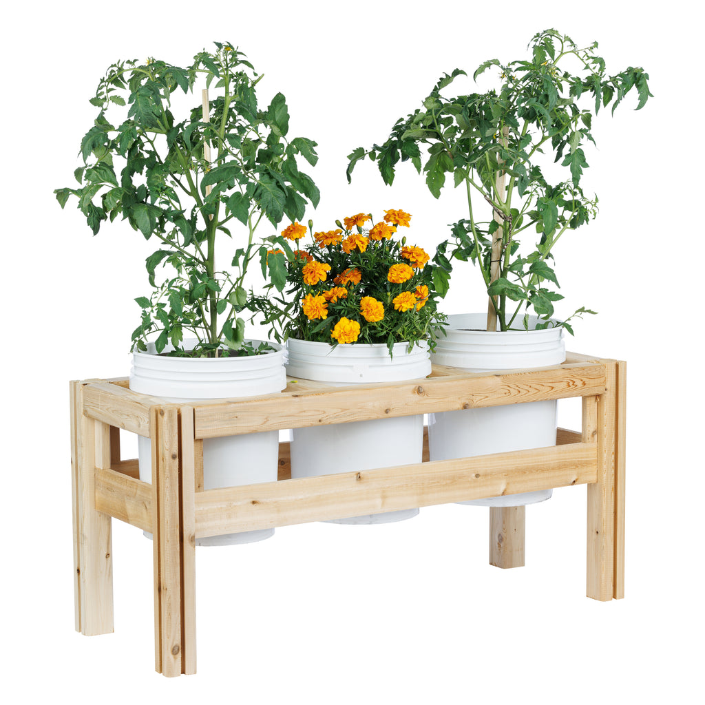 Three Bucket Elevated Cedar Wood Garden Frame, 43 in. x 16 in. x 20 or 30 in. RCBG3S-16 RCBG3T-12