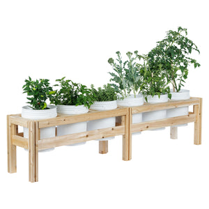 Six Bucket Elevated Cedar Wood Garden Frame, 84 in. x 16 in. x 20 or 30 in.