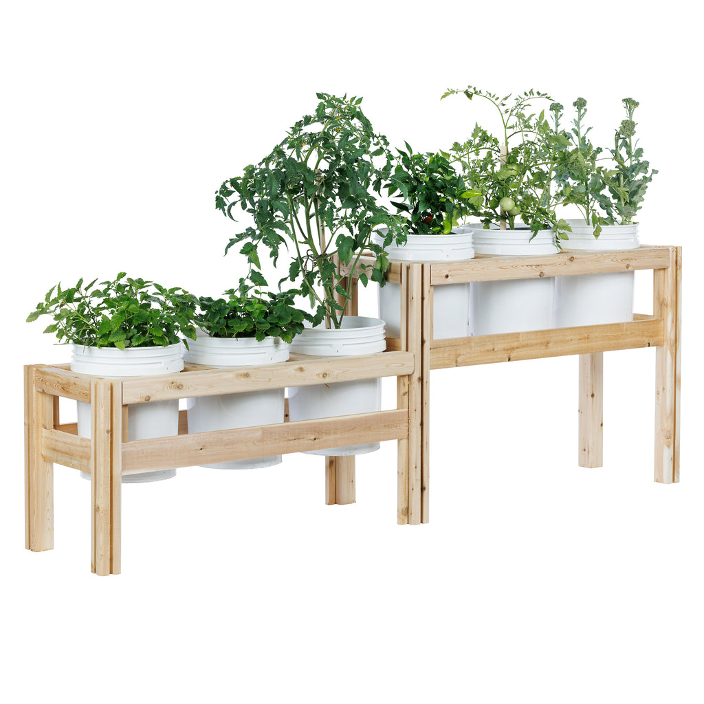 Two-Tiers Six Bucket Elevated Cedar Wood Garden Frame, 84 in. x 16 in. x 30 in. RCBG3SW3TH-4