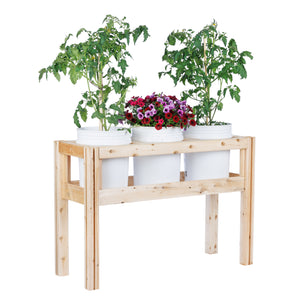 Three Bucket Elevated Cedar Wood Garden Frame, 43 in. x 16 in. x 20 or 30 in.