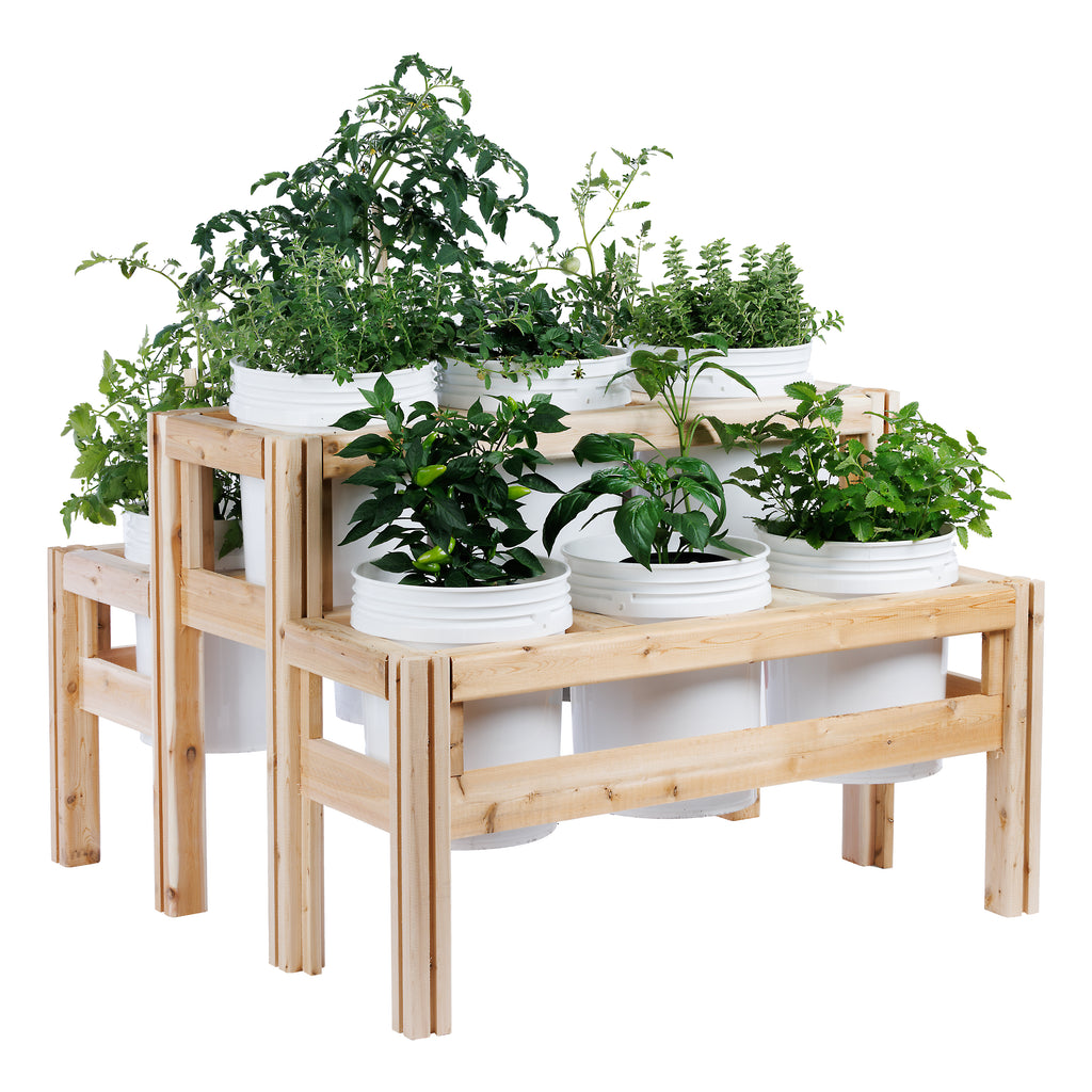 Two-Tiers Nine Bucket Elevated Cedar Wood Garden Frame, 43 in. x 43 in. x 30 in. RCBG3TW23SA-2