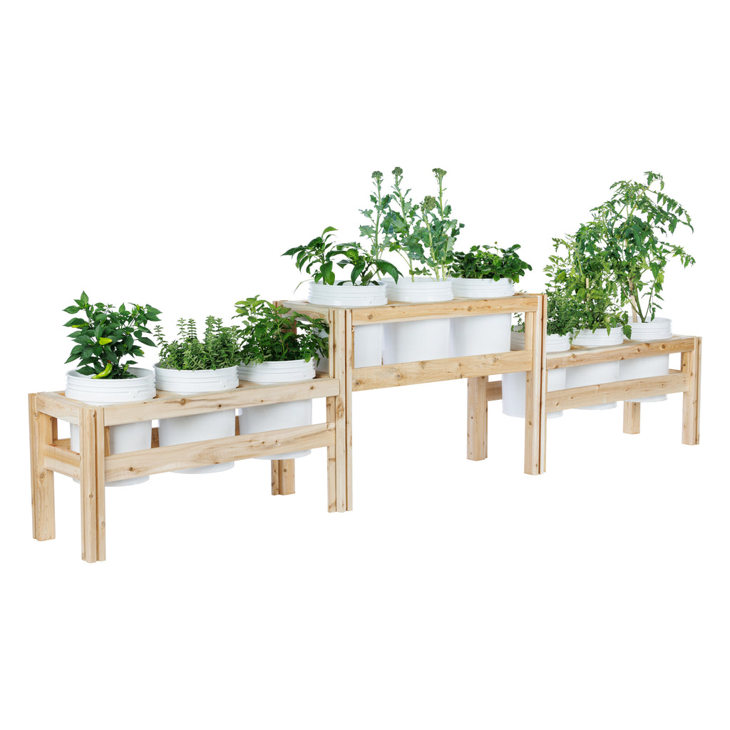 Two-Tiers Nine Bucket Elevated Cedar Wood Garden Frame, 125 in. x 16 in. x 30 in. RCBG3TW23SH-1