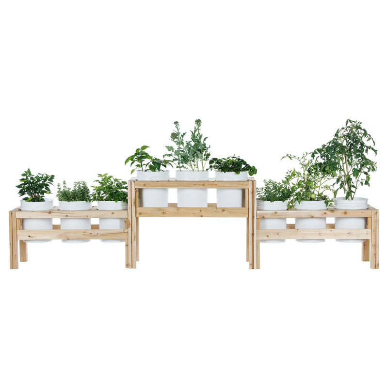 Two-Tiers Nine Bucket Elevated Cedar Wood Garden Frame, 125 in. x 16 i ...