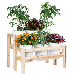 Two-Tiers Six Bucket Elevated Cedar Wood Garden Frame, 43 in. x 30 in. x 30 in.