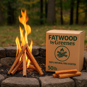 Fatwood by Greenes® — 50 lb Box of 100% Natural Pine Resin Fire Starter