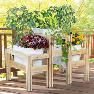 Two-Tiers Six Bucket Elevated Cedar Wood Garden Frame, 43 in. x 28 in. x 30 in.