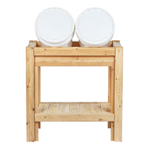 Two or Three Bucket Cedar Storage with Shelf, 31 in. or 44 in. x 16 in. x 30 in.