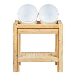 Two or Three Bucket Cedar Storage with Shelf, 31 in. or 44 in. x 16 in. x 30 in.