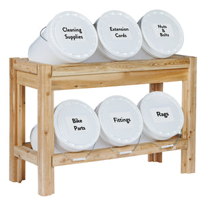 Six or Twelve Bucket Cedar Storage Shelves, 44 in. or 84 in. x 16 in. x 30 in. RCBGS6ST-20