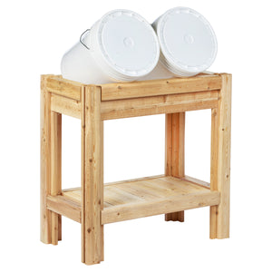 Two or Three Bucket Cedar Storage with Shelf, 31 in. or 44 in. x 16 in. x 30 in.