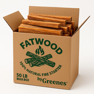 Fatwood by Greenes® — 50 lb Box of 100% Natural Pine Resin Fire Starter