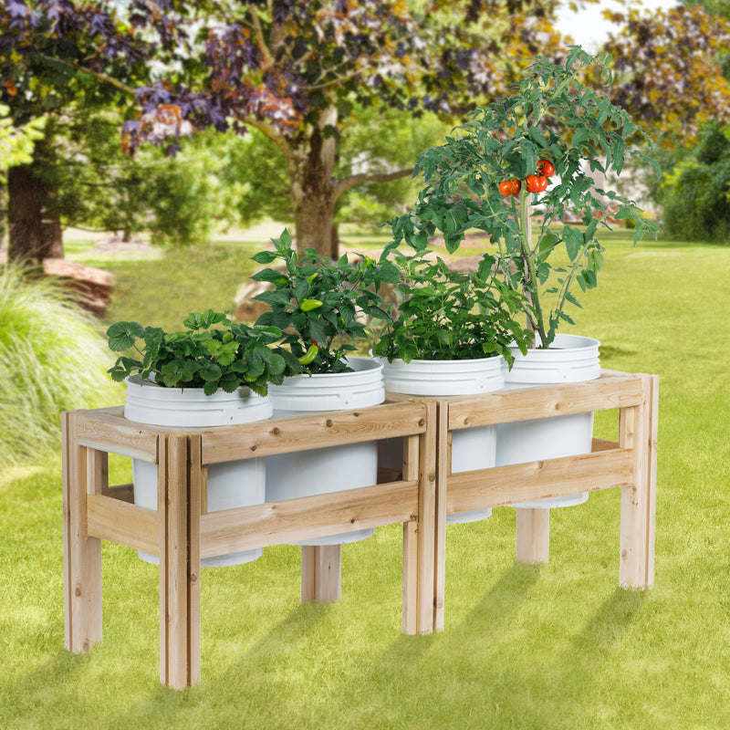 Four Bucket Elevated Cedar Wood Garden Frame, 54 in. x 16 in. x 20 or ...