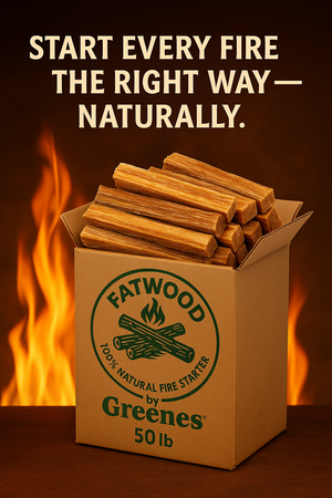 Fatwood by Greenes® — 50 lb Box of 100% Natural Pine Resin Fire Starter