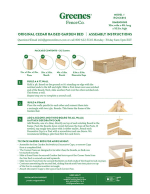 Original Cedar Raised Garden Bed 16 in x 4 ft x 10.5 in RC164810