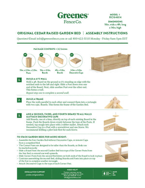 Original Cedar Raised Garden Bed 16 in x 4 ft x 14 in RC164814