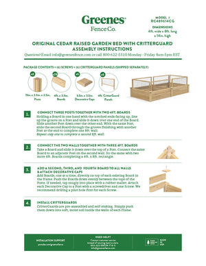 Original Cedar Raised Garden Bed with CritterGuard® Cedar Fence System 4 ft x 8 ft x 14 in RC489614CG