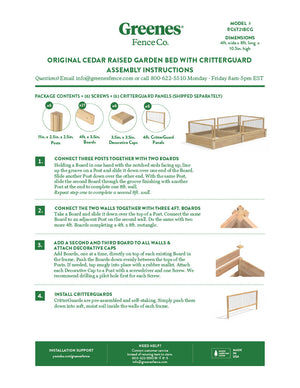 Original Cedar Raised Garden Bed with CritterGuard® Cedar Fence System 4 ft x 8 ft x 10.5 in RC6T21BCG