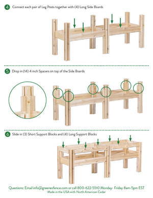 Four Bucket Elevated Cedar Wood Garden Frame, 54 in. x 16 in. x 20 or 30 in. RCBG2SW2SH-9 RCBG2TW2TH-13