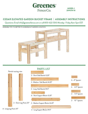 Two-Tiers Five Bucket Elevated Cedar Wood Garden Frame, 69 in. x 16 in. x 30 in. RCBG2SW3TH-10