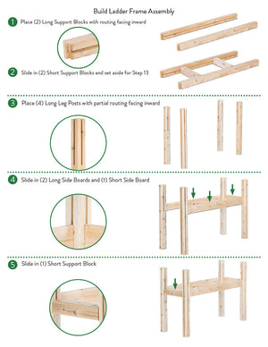 Two-Tiers Five Bucket Elevated Cedar Wood Garden Frame, 69 in. x 16 in. x 30 in. RCBG2SW3TH-10