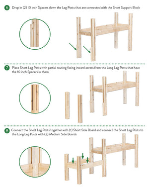 Two-Tiers Five Bucket Elevated Cedar Wood Garden Frame, 69 in. x 16 in. x 30 in. RCBG2SW3TH-10
