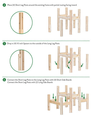 Two-Tiers Six Bucket Elevated Cedar Wood Garden Frame, 43 in. x 28 in. x 30 in. RCBG2TW22SA-6