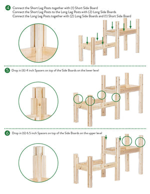 Two-Tiers Four Bucket Elevated Cedar Wood Garden Frame, 54 in. x 16 in. x 30 in. RCBG2TW2SH-14