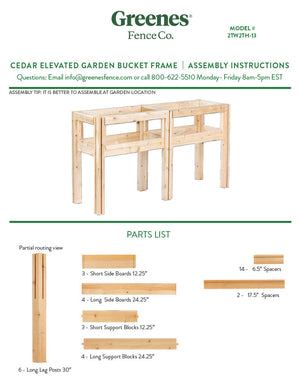 Four Bucket Elevated Cedar Wood Garden Frame, 54 in. x 16 in. x 20 or 30 in. RCBG2SW2SH-9 RCBG2TW2TH-13