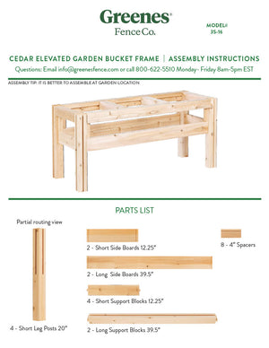 Three Bucket Elevated Cedar Wood Garden Frame, 43 in. x 16 in. x 20 or 30 in. RCBG3S-16 RCBG3T-12