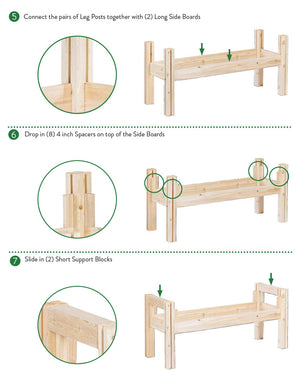 Three Bucket Elevated Cedar Wood Garden Frame, 43 in. x 16 in. x 20 or 30 in. RCBG3S-16 RCBG3T-12