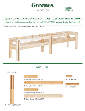 Six Bucket Elevated Cedar Wood Garden Frame, 84 in. x 16 in. x 20 or 30 in. RCBG3SW3SH-8 RCBG3TW3TH-7
