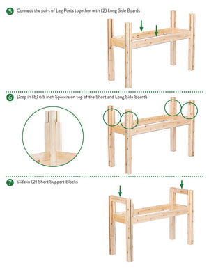 Three Bucket Elevated Cedar Wood Garden Frame, 43 in. x 16 in. x 20 or 30 in. RCBG3S-16 RCBG3T-12