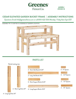 Two-Tiers Six Bucket Elevated Cedar Wood Garden Frame, 43 in. x 30 in. x 30 in. RCBG3TW3SV-15